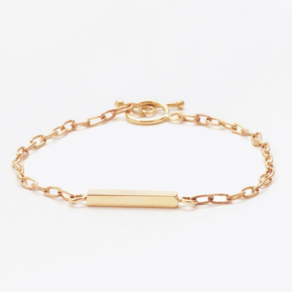 EUC - Nisolo Mini Rex Bar Bracelet - Solid Brass
